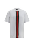 Gucci Web Stripe Print T-Shirt — White