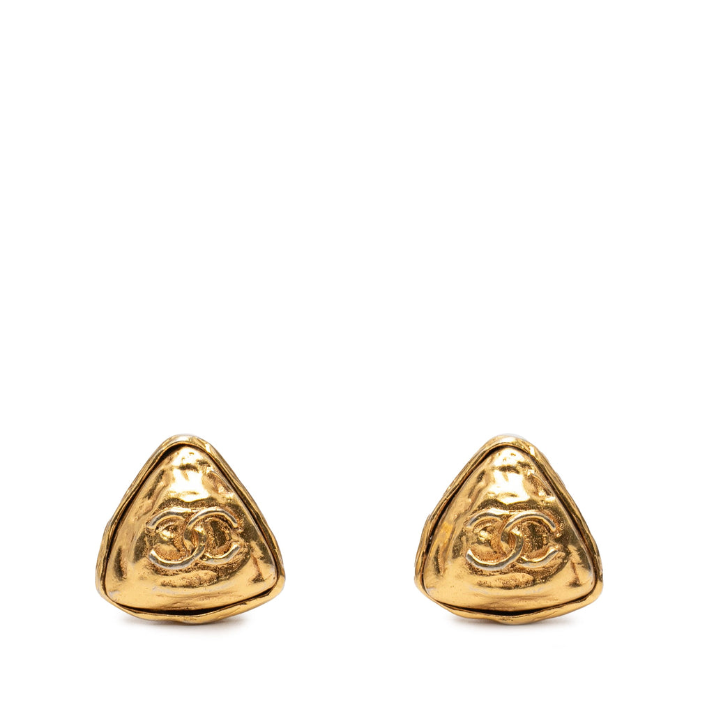 CC Gold Plated Triangle Clip On Earrings