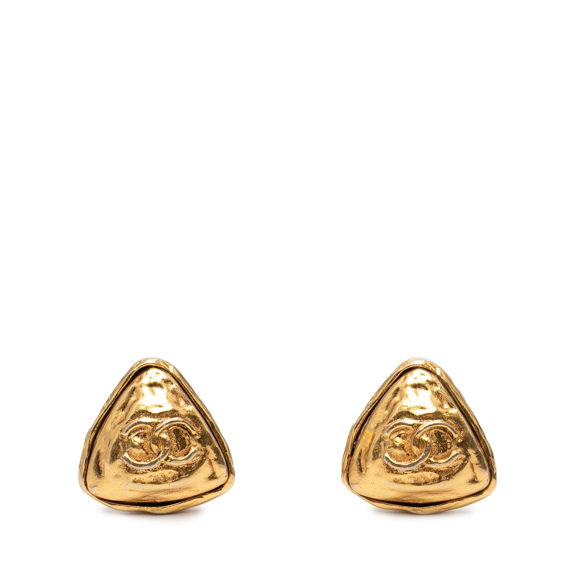CC Gold Plated Triangle Clip On Earrings