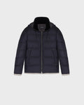 Yves Salomon Loro Piana Wool-Silk with Mink Collar Down Jacket — Navy