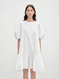 Ailande round neck puff sleeve temperament dress for women summer