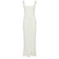 White Vanilla Knit Dress With Handmade Embroidery