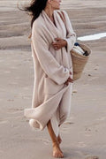 Open Front Pockets Ribbed Knit Long Slweater Cargigan