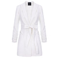 White Single Breasted Blazer With In Seam Belt