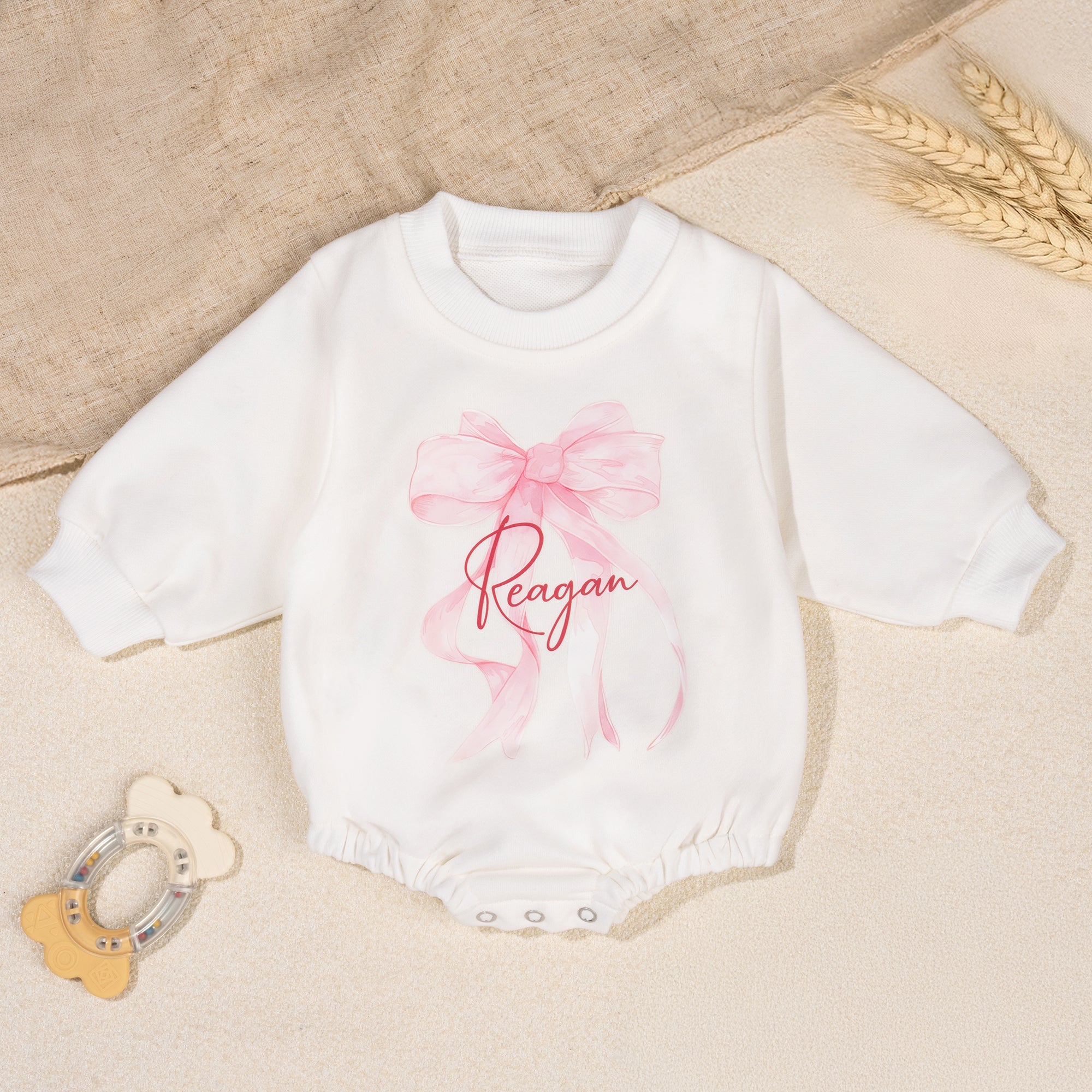 Personalizado arco suave manga larga bebé niña sudadera Onesie con nombre Baby Shower regalo de cumpleaños para los recién nacidos los nuevos padres