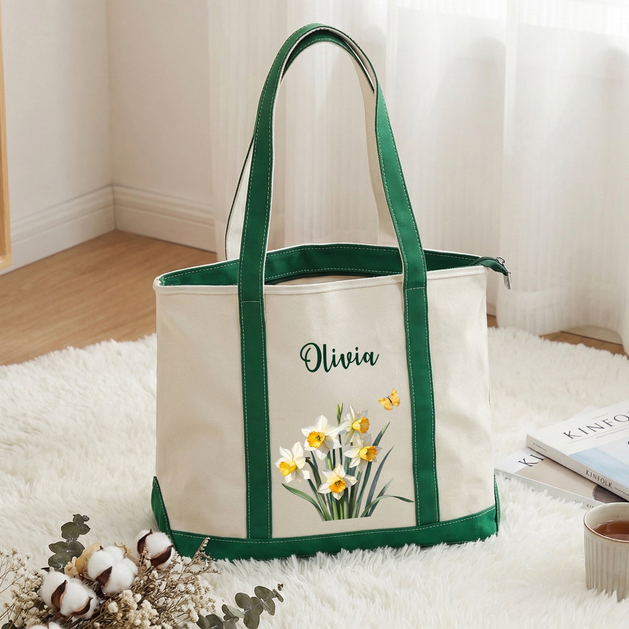 Personalizado Nacimiento Flor Multicolor Bolsa de lona con nombre Aniversario Cumpleaños Ducha Nupcial Regalo para las mujeres damas de honor