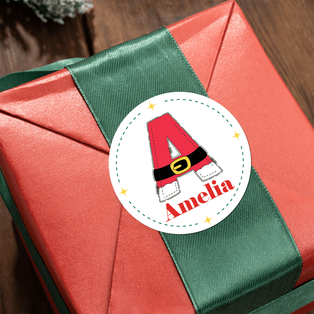 Personalizado Santa Claus Pegatinas impermeables inicial con el nombre de bricolaje decoración de regalo lindo regalo de Navidad Festival de Fiesta de Favores para los niños de la familia
