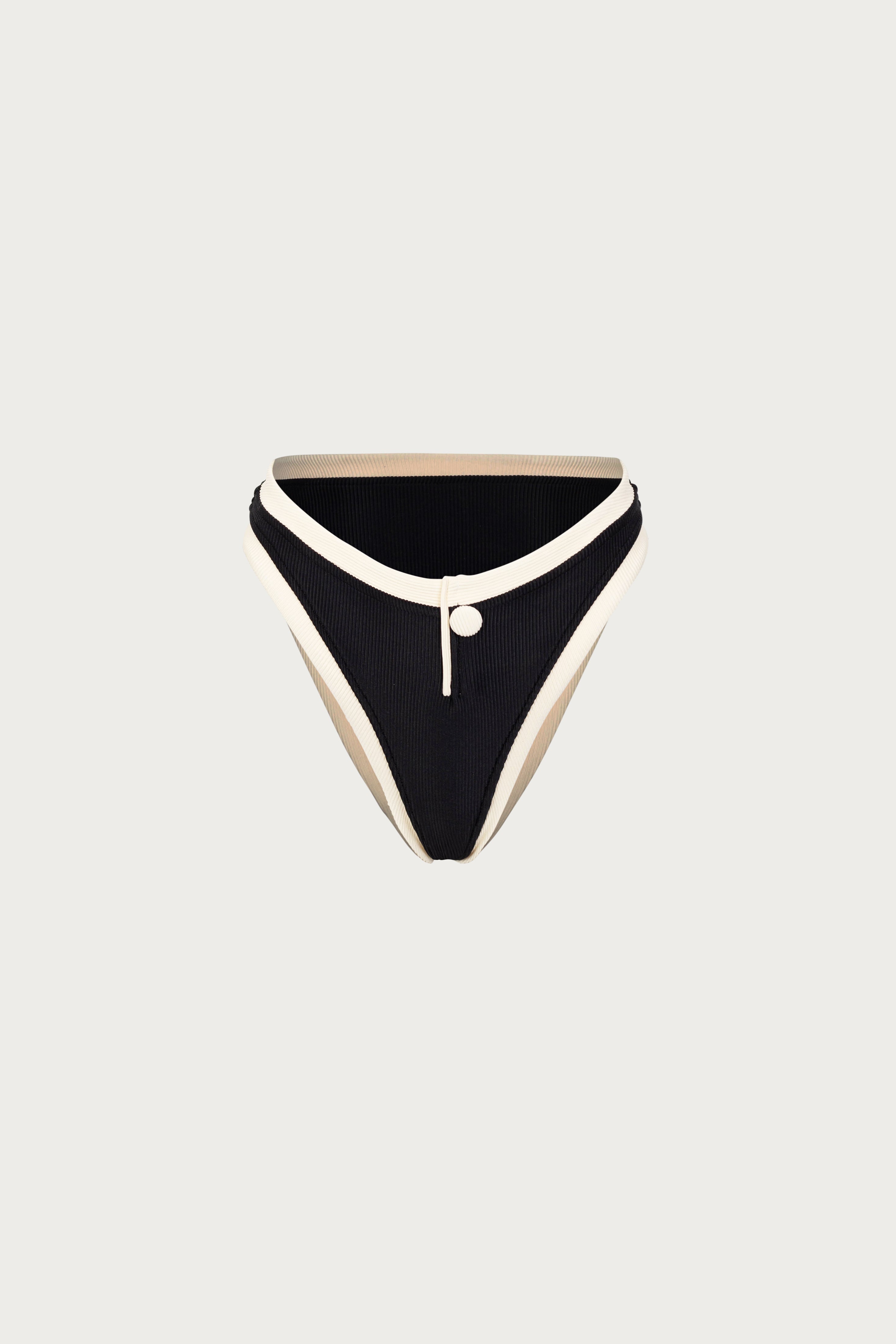 The Grace Bottom (Ribbed Black/Cream)