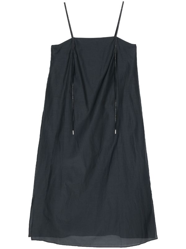 Peserico Semi-Sheer Cotton-Silk Blend Tank Top — Navy