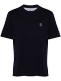 Brunello Cucinelli Logo-Print Cotton T-Shirt — Navy