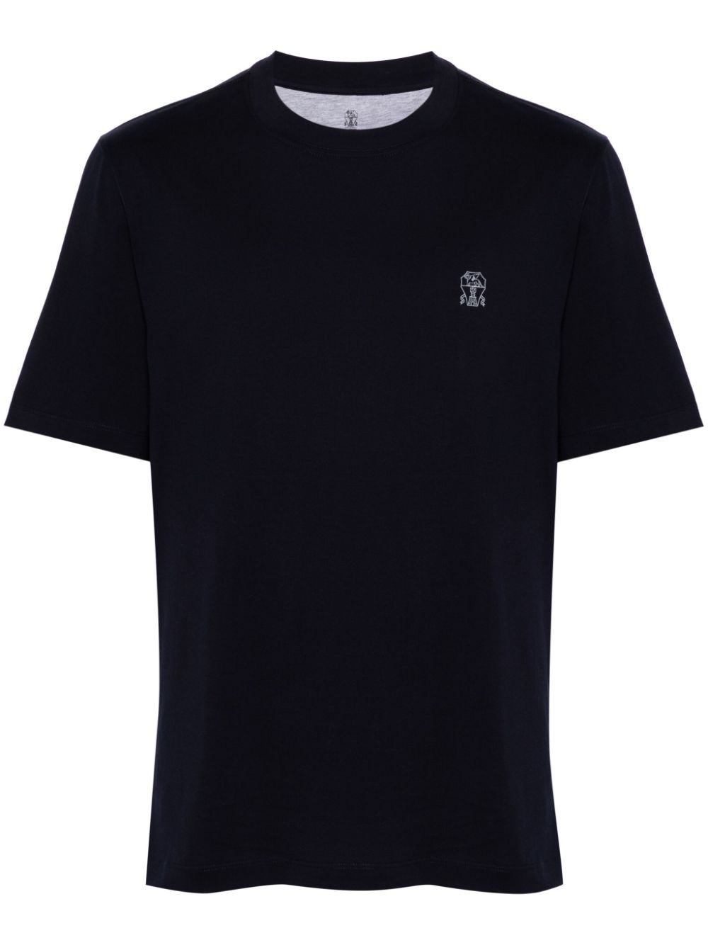 Brunello Cucinelli Logo-Print Cotton T-Shirt — Navy