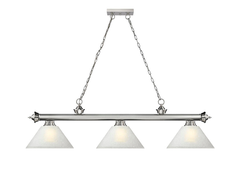 Z-Lite Cordon Brushed Nickel with White Linen Shades