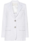 Peserico Single-Breasted Cotton-Blend Blazer — White