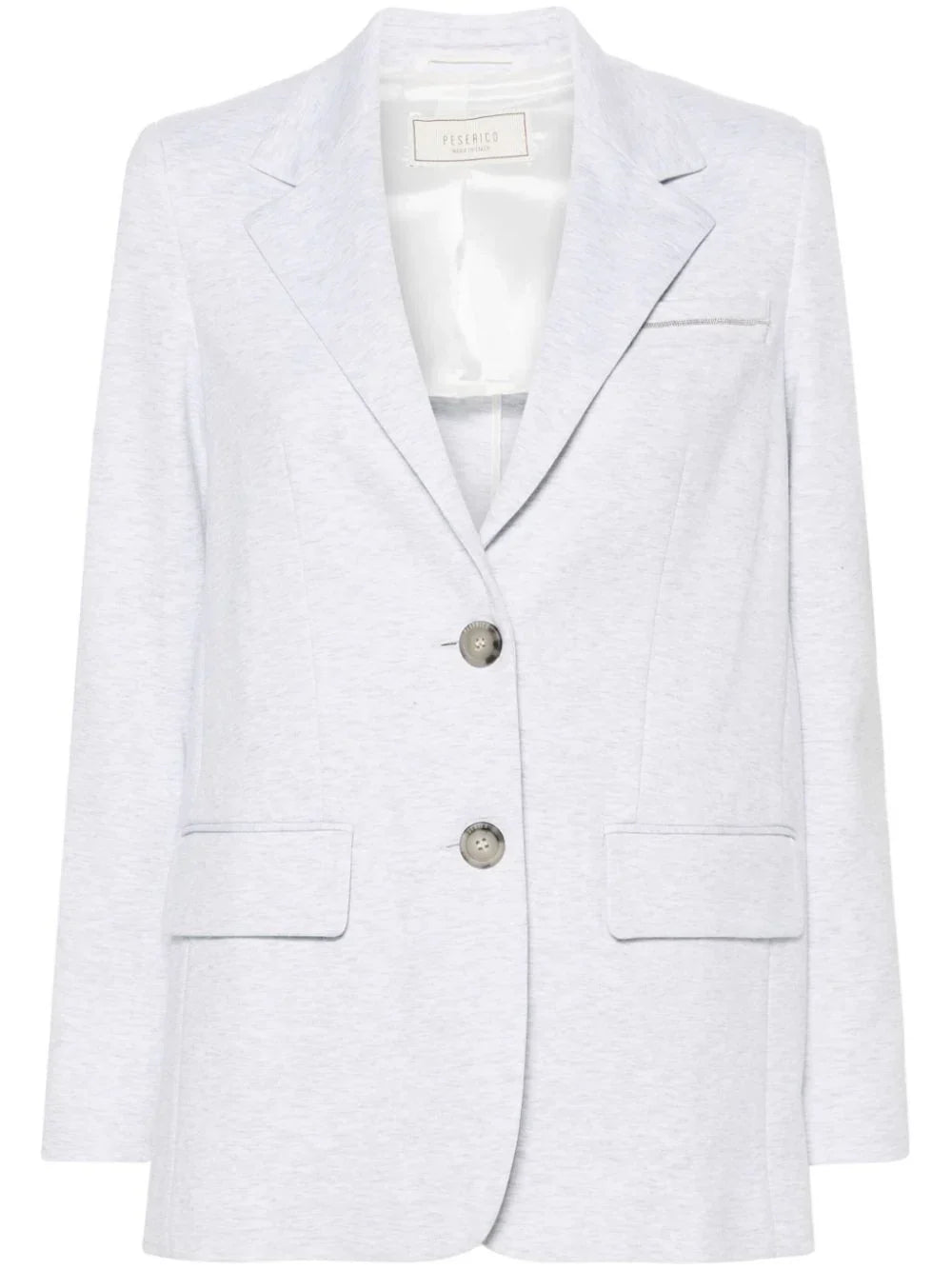 Peserico Single-Breasted Cotton-Blend Blazer — White