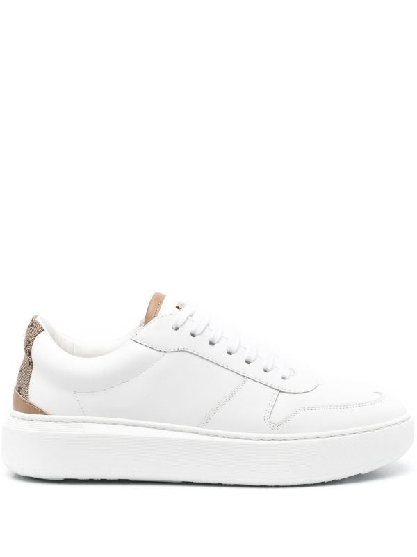Herno Monogram-Heel Leather Sneaker — white
