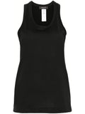 Fabiana Filippi Contrast-Panel Cotton Jersey Tank Top — Black