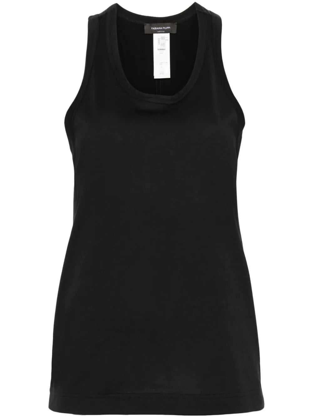 Fabiana Filippi Contrast-Panel Cotton Jersey Tank Top — Black