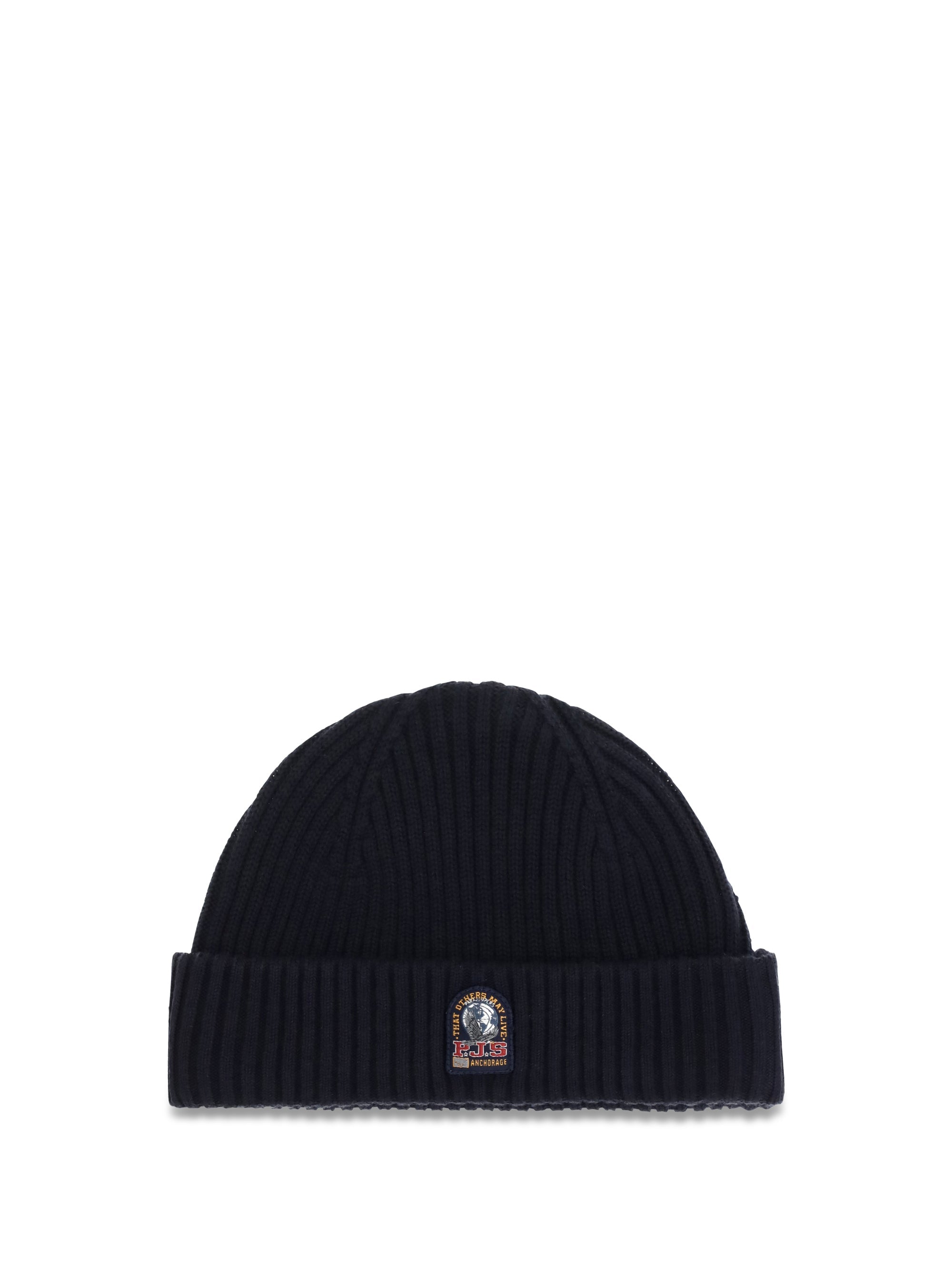 Parajumpers 26WPAHAHA70PAL Ribbed Knit Logo Beanie — Navy