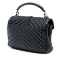 Medium Quilted Chevron Studded Sheepskin College Satchel