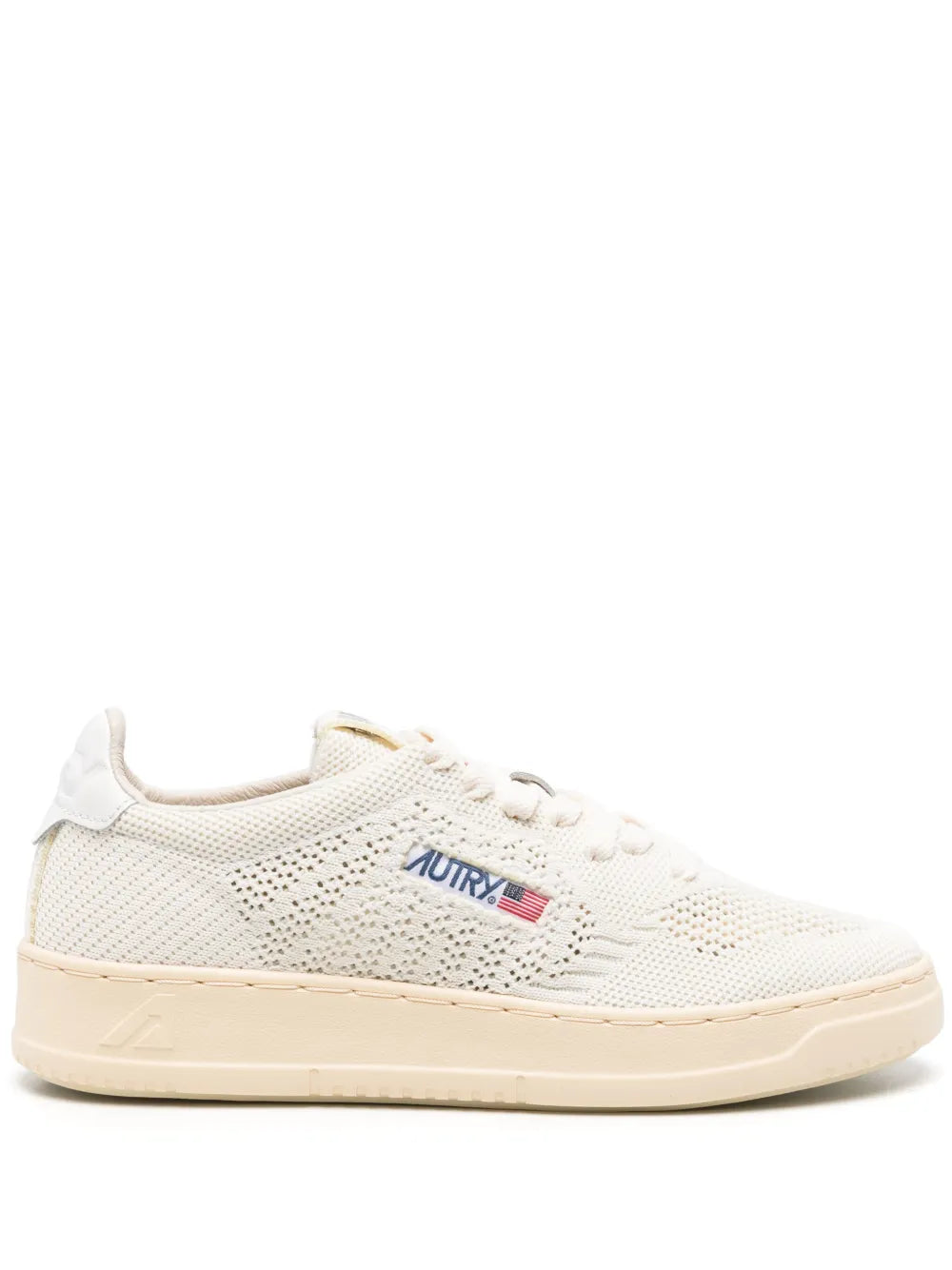 Autry Open-Knit Logo-Patch Sneaker — White