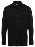 Kiton Classic-Collar Cotton Shirt — Black