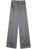 Kiton Abstract Pattern Print Silk Trousers — Black
