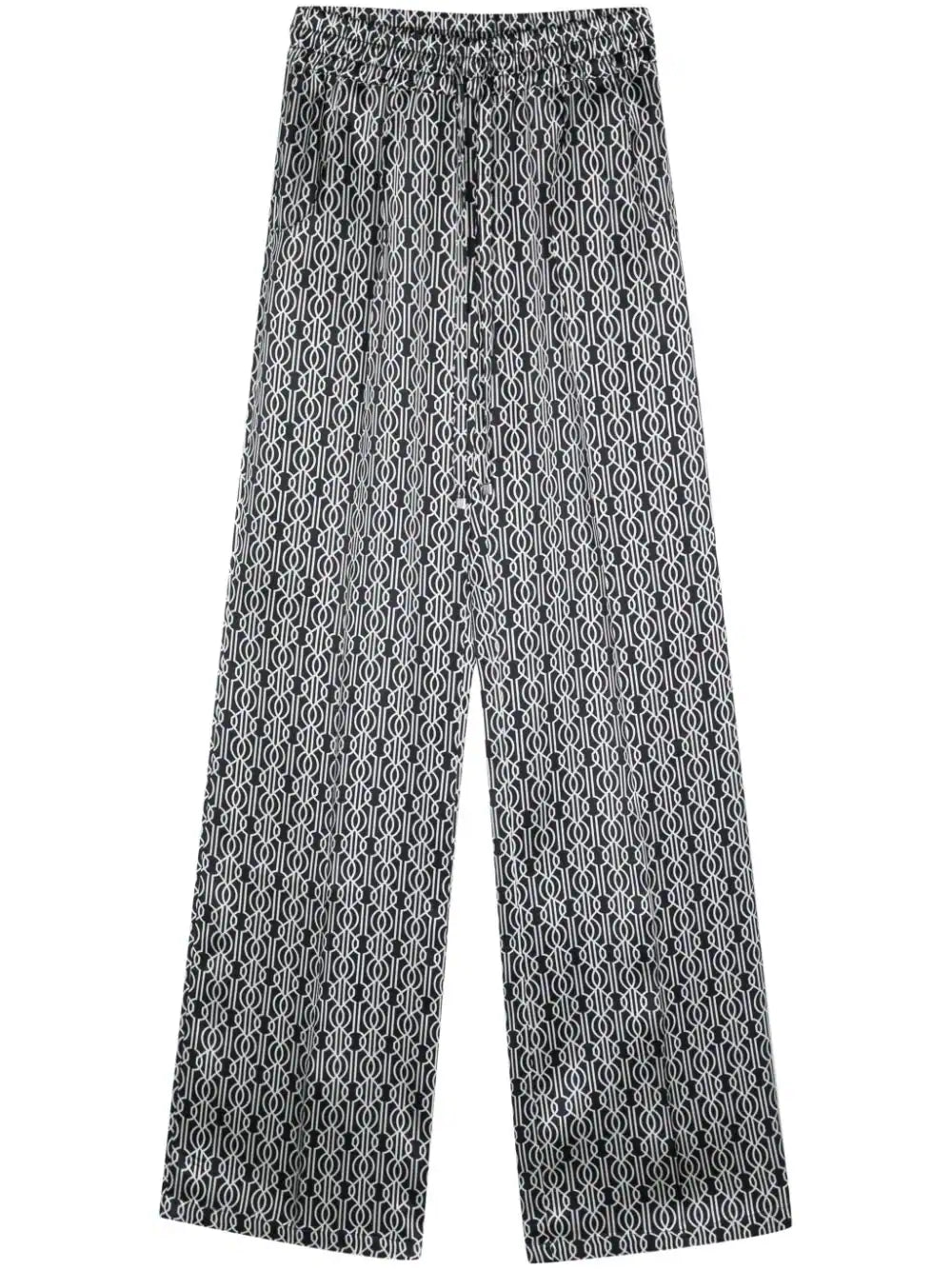 Kiton Abstract Pattern Print Silk Trousers — Black