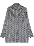 Kiton Abstract Pattern Print Silk Shirt — Black and White