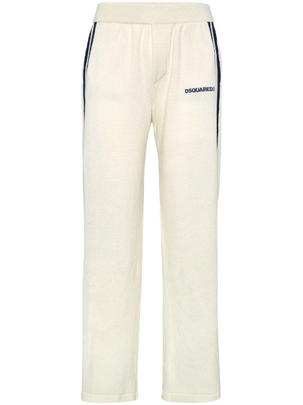 Dsquared2 Logo-Embroidered Side-Stripe Joggers — Cream