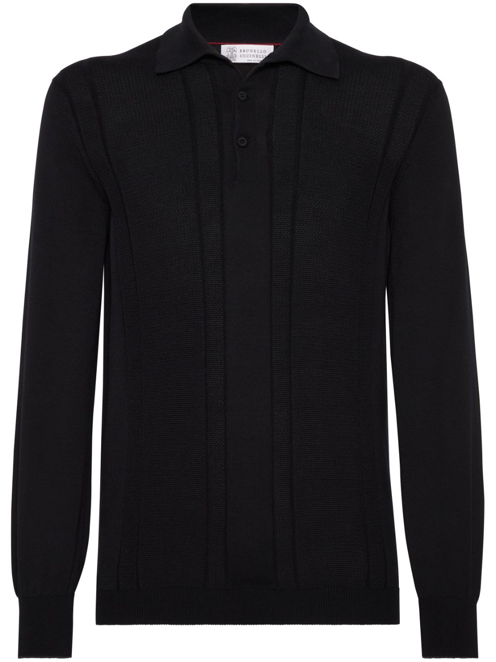 Brunello Cucinelli Cotton Waffle Knit Polo — Black