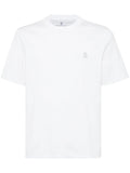 Brunello Cucinelli Logo-Embroidered Cotton T-Shirt — White