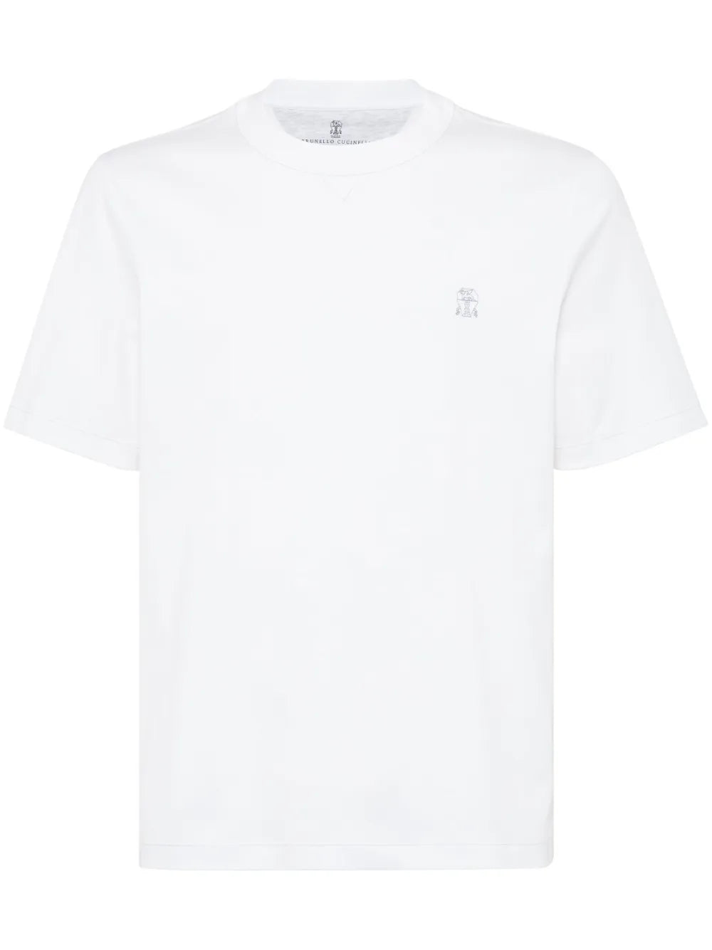 Brunello Cucinelli Logo-Embroidered Cotton T-Shirt — White