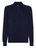 Brunello Cucinelli Ribbed Cotton Polo — Navy
