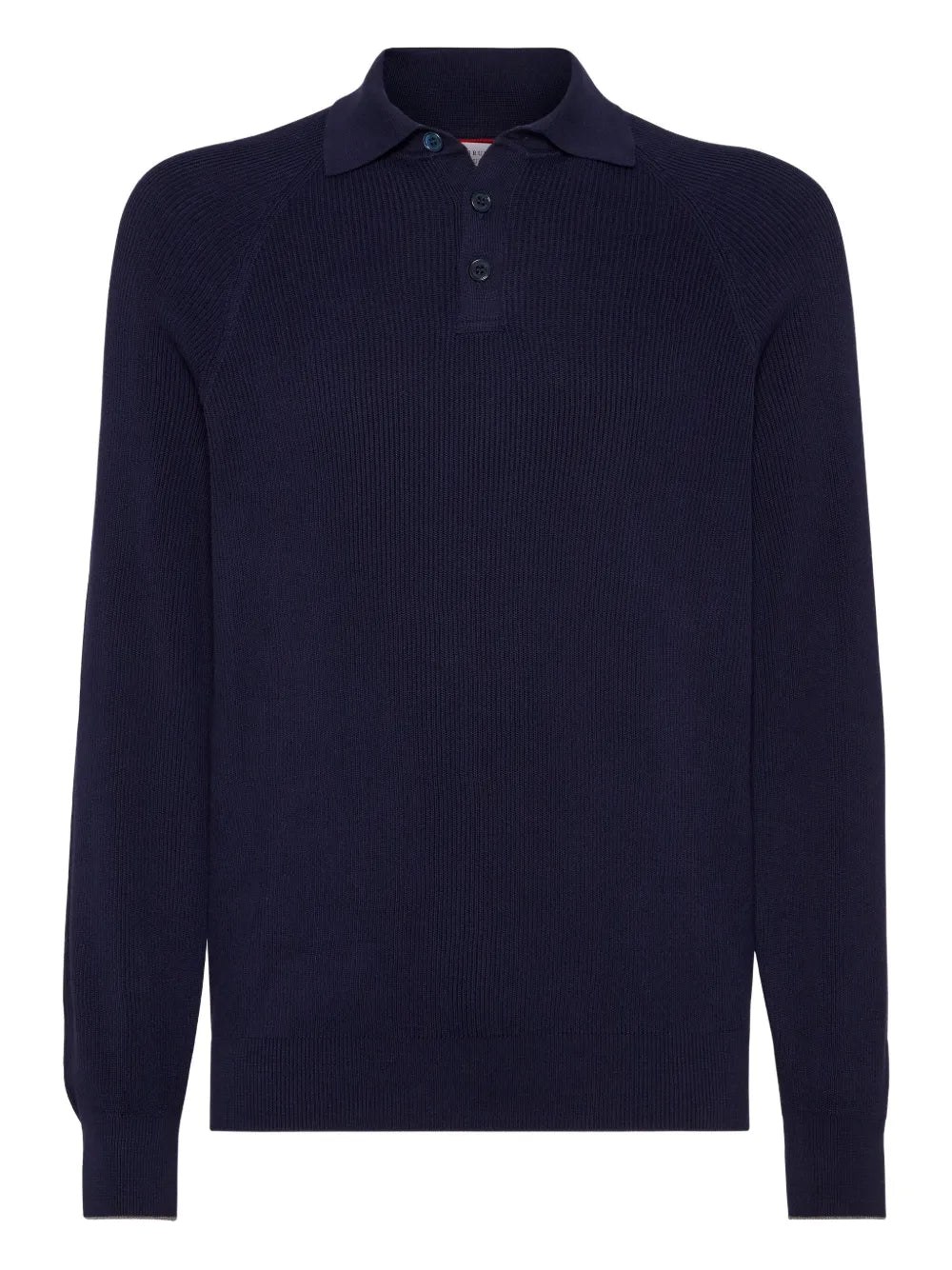 Brunello Cucinelli Ribbed Cotton Polo — Navy