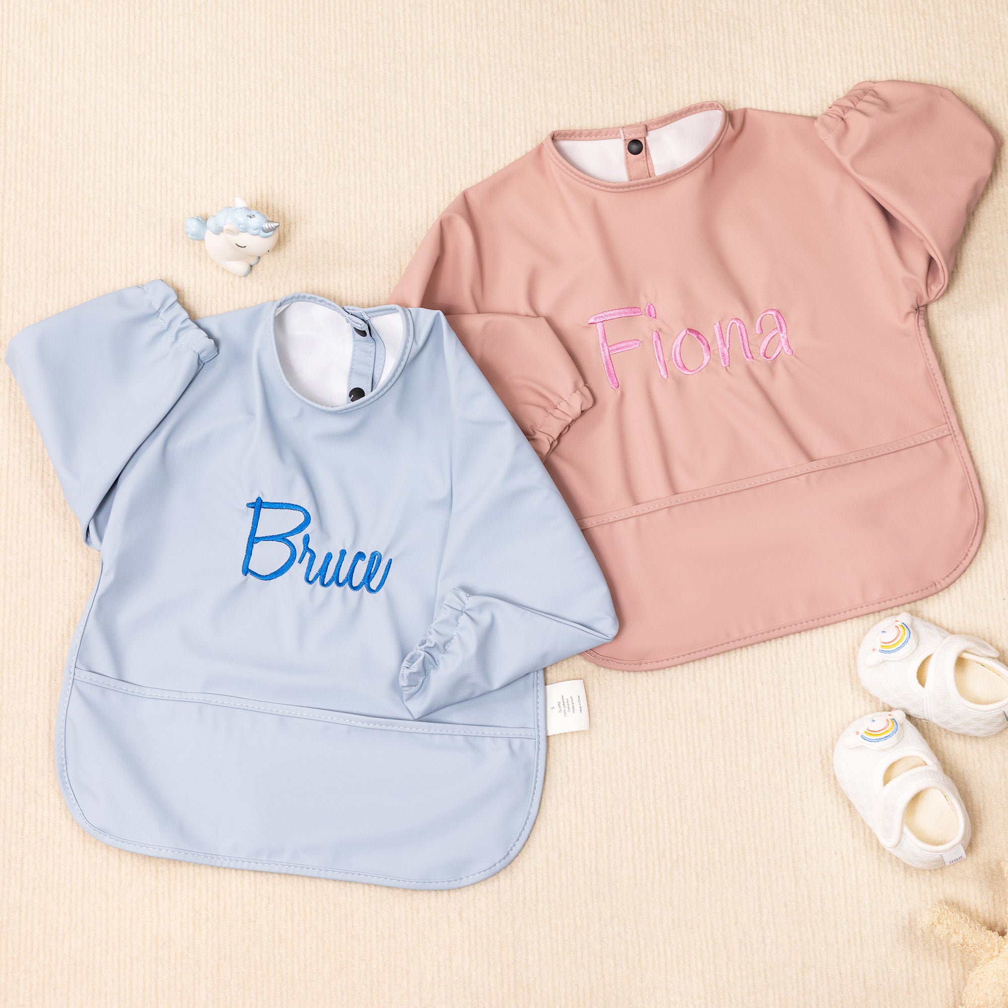 Babero de manga larga impermeable personalizado con nombre bordado Regalo de Baby Shower para bebés