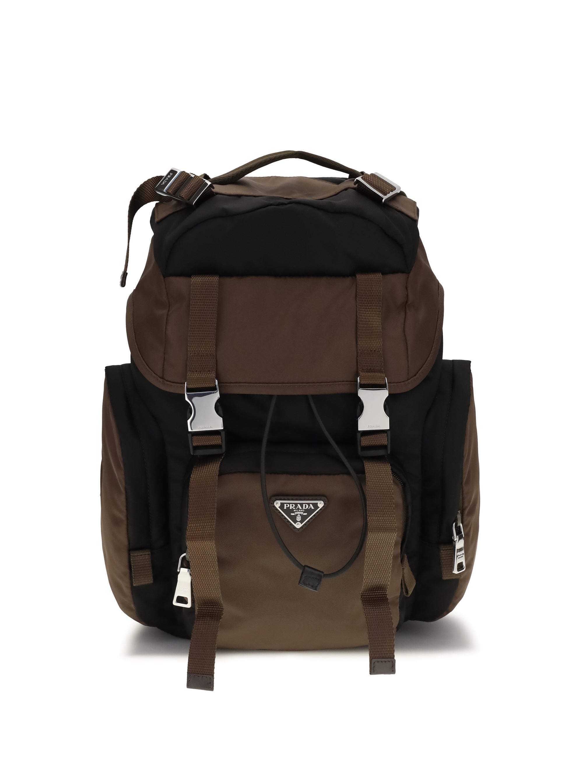 Prada Re-Nylon and Leather Backpack — Brown