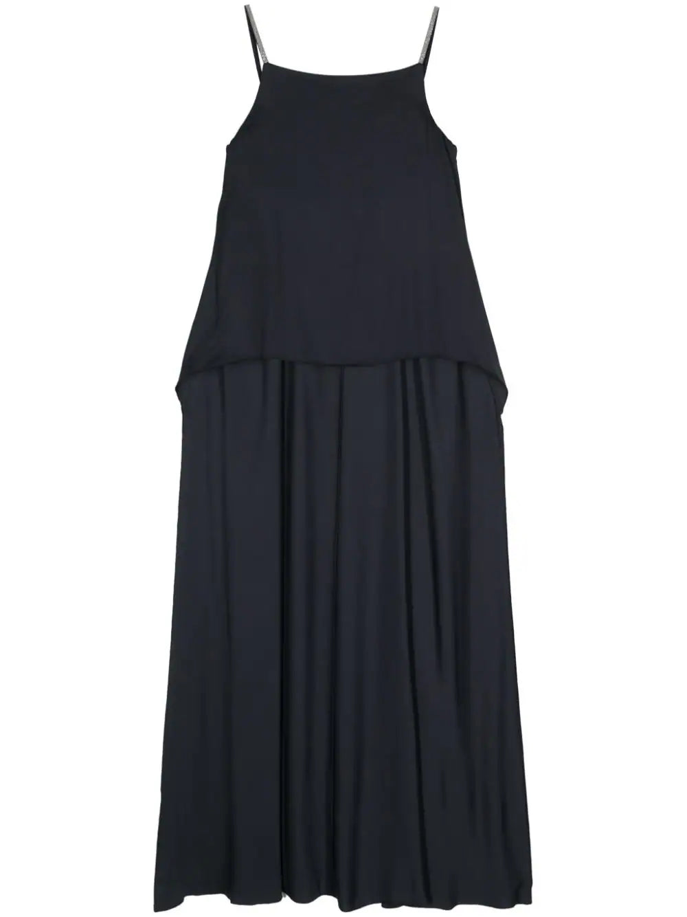 Peserico Satin Asymmetric Tank Top — Navy