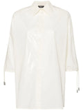 Peserico Beaded Trim-Detail Taffeta Shirt — White