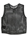 Peserico Sequin-Embellished Open-Knit Tank Top — Black