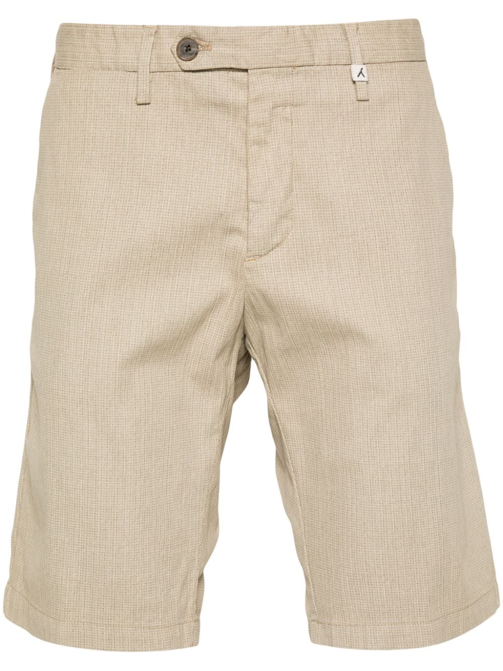 Myths Checked Cotton Blend Bermuda Shorts — Beige