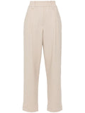 Brunello Cucinelli Cropped Tapered Track Trousers — Beige