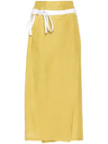 Fabiana Filippi Linen Wrap Midi Skirt — Yellow