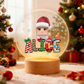 Luz de noche LED acrílica con nombre y base de madera Personalizada de Navidad con personaje de dibujos animados para niños Regalo de Navidad para niños y niñas