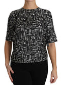 Women's Black Musical Instruments Print Silk Blouse