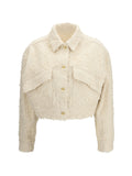 Brunello Cucinelli Fuzzy Dyed Denim with Monili Jacket — Beige