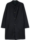 Kiton Pinstripe Single-Breasted Wool Coat — Black