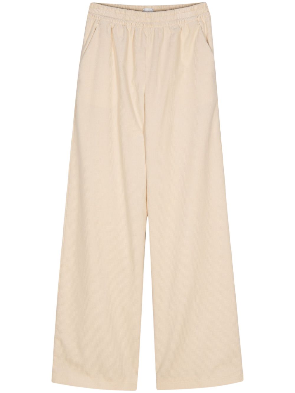 Eleventy Wide-Leg Corduroy Trousers — Beige