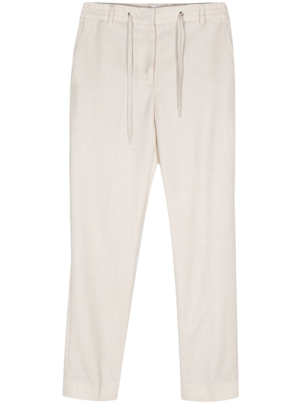 Eleventy Lurex Chambray Slim Trousers — White