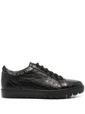 Kiton Crocodile-Embossed Leather Sneaker — Black