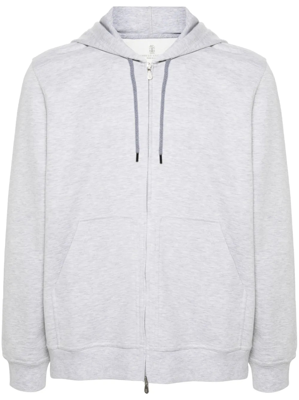 Brunello Cucinelli Mélange-Effect Zipped Hoodie — Grey